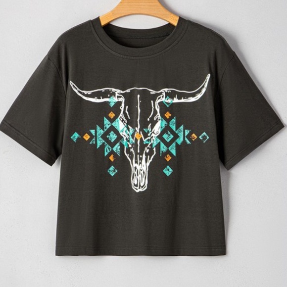 Tops - Grey Aztec Print T-Shirt